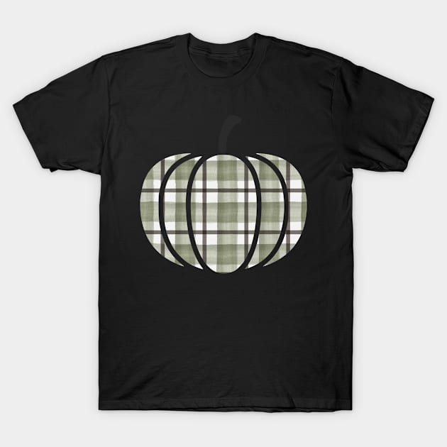 Gray Plaid Pumpkin T-Shirt by StacysCellar